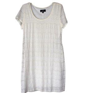 Women's Ronnie Nicole Off White Stretchy Eyelet Lace Crochet Dress 10